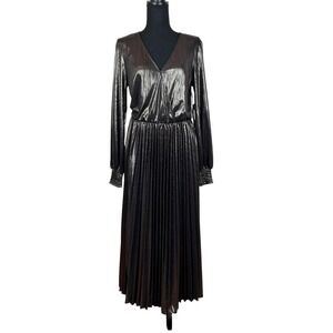 Sage + Fig Metallic Pleated Dress - size Small